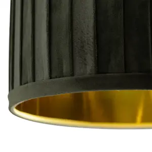 First Choice Lighting Sundance Dark Green Velvet Pleated 30cm Lamp Shade with Gold Inner