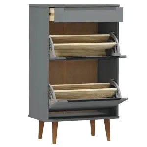 Berkfield Shoe Cabinet MOLDE Grey 59,5x35x103 cm Solid Wood Pine