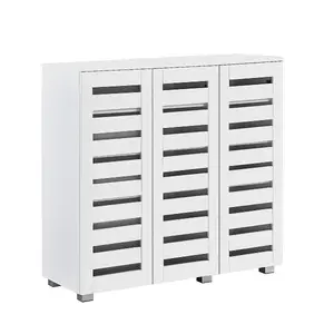 Euston Modern White 3 Door 5 Tier Shoe Cabinet