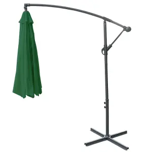 SunDaze 3M Green Cantilever Garden Banana Parasol with Adjustable Crank Patio Shade