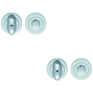 2 PACK - Thumbturn Lock And Release Handle Concealed Fix 50mm Dia Polished Chrome