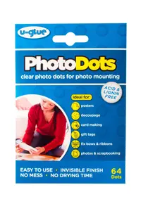 U-Glue Extra Thin Photo Adhesive Dots Permanent 10mm Pack of 64