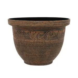 simpa 2PC Rustic Bronze Kingscliffe Plastic Planters 36cm (Dia)