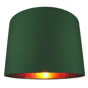 Modern Forest Green Cotton 16 Floor/Pendant Lamp Shade with Shiny Copper Inner