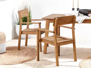 Set of 2 Garden Chairs FORNELLI Acacia Wood Light Wood