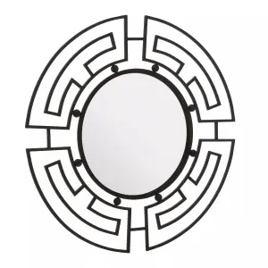 Interiors by Premier Jalal Black Metal Frame Round Wall Mirror