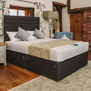 Venice Comfort Care Sprung Divan Bed Set 4FT Small Double 4 Drawers Continental - Naples Slate