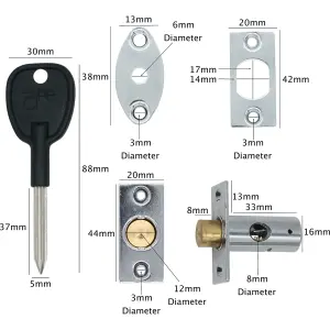 EAI - Rack Bolt - 37mm / 14mm Backset - Polished Chrome Plated