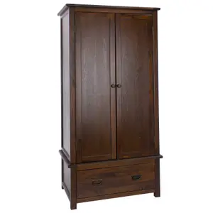 Wardrobe 2 door, 1 drawer, rich dark brown lacquer finish, Boston range