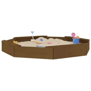 Berkfield Sandbox with Seats Honey Brown Octagon Solid Wood Pine