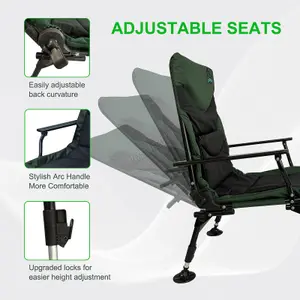 CARPZILLA Portable Folding Fishing Chair with Footrest 170 Recline Extend Green