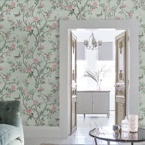 Laura Ashley Eglantine Eau de nil Trail Smooth Wallpaper