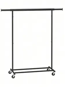 SONGMICS Clothes Rack On Wheels, Heavy Duty Clothes Rail, With Extendable Hanging Rail, 90 Kg Load Capacity, Black