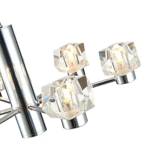 Luminosa Contemporary Multi Arm Pendant Ceiling 6 Light Chrome, Glass