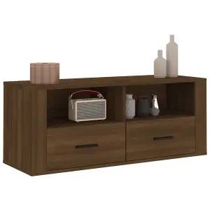 Berkfield TV Cabinet Brown Oak 100x35x40 cm Engineered Wood