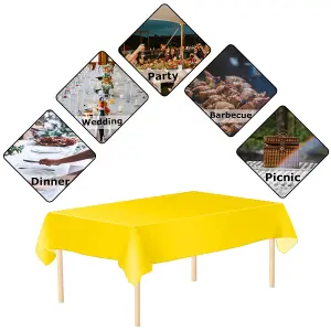 Yellow Plastic Table Cover, Disposable Wipe Clean Waterproof Tablecloth - 54"x72"