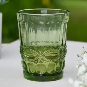 Set of 2 Vintage Luxury Green Drinking Glass Whiskey Glass Tumblers 240ml