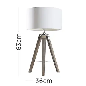 Bella Vista Wood Tripod Lamp White