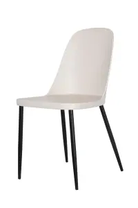 PAIR of Calico cream plastic Aspen duo chairs with black metal legs (PAIR)