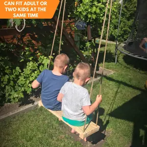 Wooden Tree Swing Seat 70cm Long for Indoor Or Outdoor - Perfect For Kids Teens & Adults - Garden Seat Set With Rope & Wide Seat