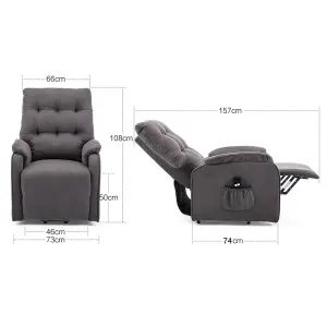 Charlbury Fabric Rise Recliner Armchair Electric Lift Chair (Charcoal)