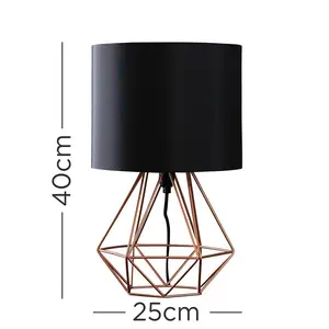 Butera 40Cm Table Lamp Set (Set of 2) Copper Base/Black Shade / Yes