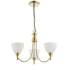 Anson Lighting Royal Antique Brass and Opal Glass 3 Light Ceiling Pendant