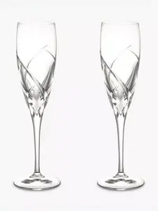 John Lewis Grosseto Cut Crystal Glass Champagne Flutes, 160Ml, Set Of 2, Clear