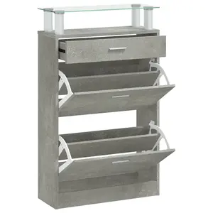 Berkfield Shoe Cabinet Concrete Grey 63x24x104 cm Engineered Wood