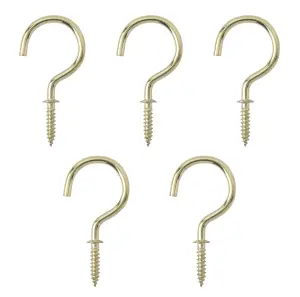 Brass-plated Round Cup hook (L)46.5mm, Pack of 25