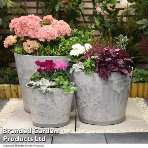 Caesar Marble Effect 41cm Planter for Garden Outdoor Patio Grey Medium (x1)