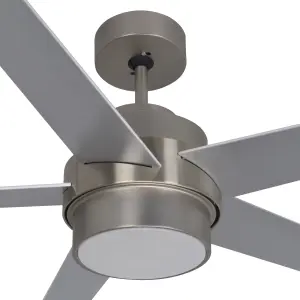 GoodHome Chomsky Modern Brushed Chrome effect LED Ceiling fan light