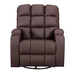 WestWood Leather Massage Recliner Chair Sofa Rocking Swivel Armchair Remote Control Brown