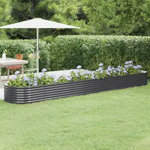 Berkfield Garden Planter Powder-coated Steel 440x80x36 cm Anthracite