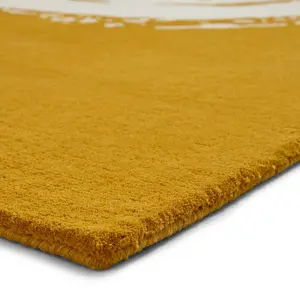 Yellow Handmade Luxurious Modern Plain Wool Abstract Rug Easy to clean Living Room and Bedroom-120cm X 170cm