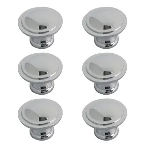 Zinc alloy Chrome effect Ring Furniture Knob (Dia)30mm, Pack of 6