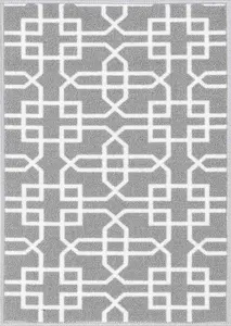 Machine Washable Cubed Trellis Design Anti Slip Doormats Grey Cream 67x120 cm