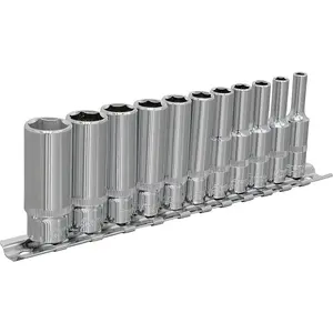 11 PACK - DEEP Socket Set - 1/4" Imperial Square Drive - 6 Point Sockets TORQUE