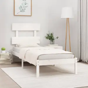 Berkfield Bed Frame White Solid Wood 90x200 cm