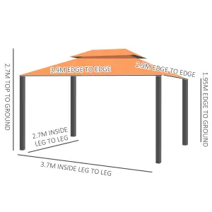 Outsunny 3m x 3.6m Aluminium Gazebo Canopy Patio Marquee Party Tent Orange