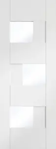 Pre-Finished Internal White Perugia Door with Clear Glass  - 1981 x 686 x 35mm (27")