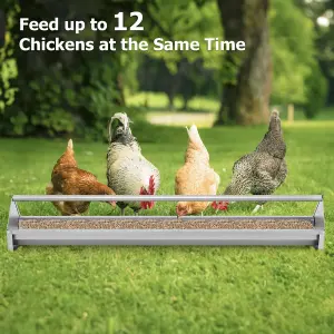 Costway Heavy-Duty Galvanized Steel Chicken Feeding Trough Metal Chicken Feeder