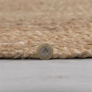 Dunelm Jute Round Rug, Coastal, Size: Dia. 133cm (4.5Ft), Natural