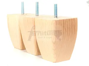 4x SOLID WOODEN FEET REPLACEMENT FURNITURE LEGS 90mm HEIGHT  SOFAS CHAIRS STOOLS M8 (8mm) TSP2031 (Raw)