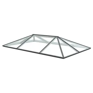 Atlas Grey on White Regular Roof lantern with Self Clean Solar Blue glass, (L)4m (W)2m (H)570mm