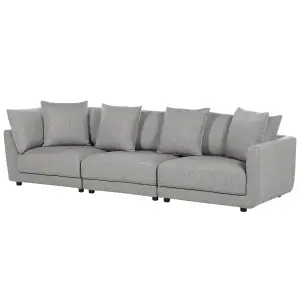 3 Seater Fabric Sofa with Ottoman Light Grey SIGTUNA