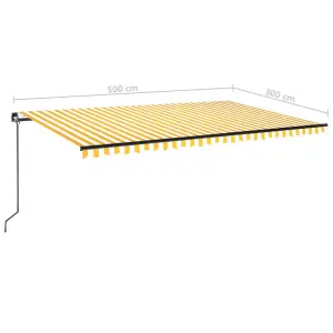 Berkfield Manual Retractable Awning with LED 500x300 cm Yellow and White