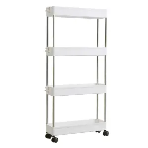 4 Tier Slim Standing Plastic Corner Storage Rack Shelf for Kitchen Bathroom