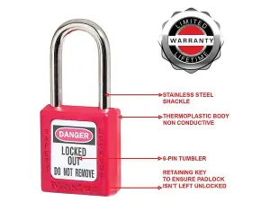 Master Lock - Lockout Padlock - 38mm Body & 6mm Hardened Steel Shackle