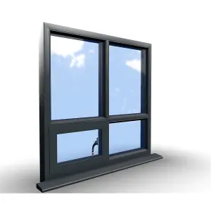 995mm(W) x 945mm(H) Aluminium Flush Casement Window - 1 Botttom Opening Window (Left) - Anthracite Internal & External